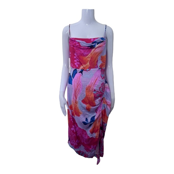 NEW Anthropologie Asymmetrical Multicolor Slip Dress Size 6P Avant Garde - Picture 3 of 9